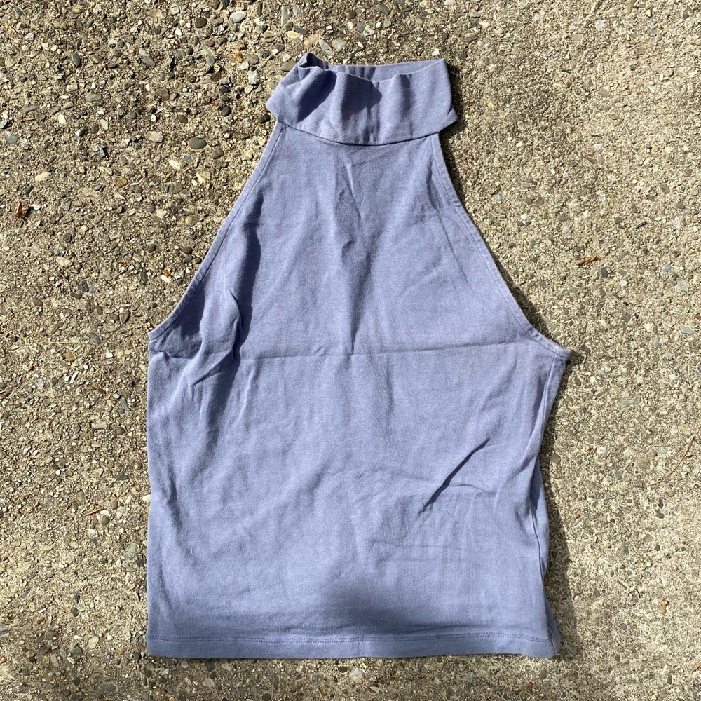 High neck blue crop top